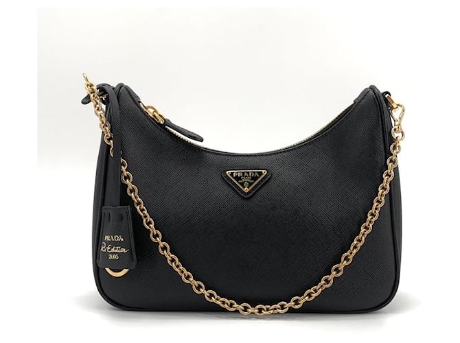 Prada Borsa Hobo Multi in Saffiano Nera Nero - vista 9