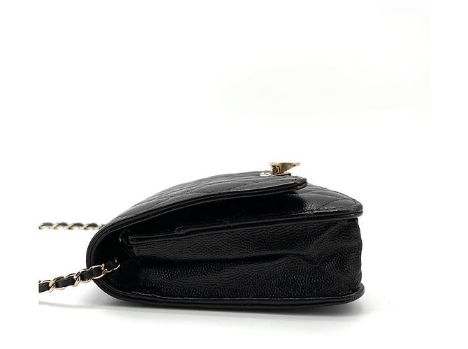 Chanel Mini borsa a tracolla WOC in Caviar dorato Nero - vista 6