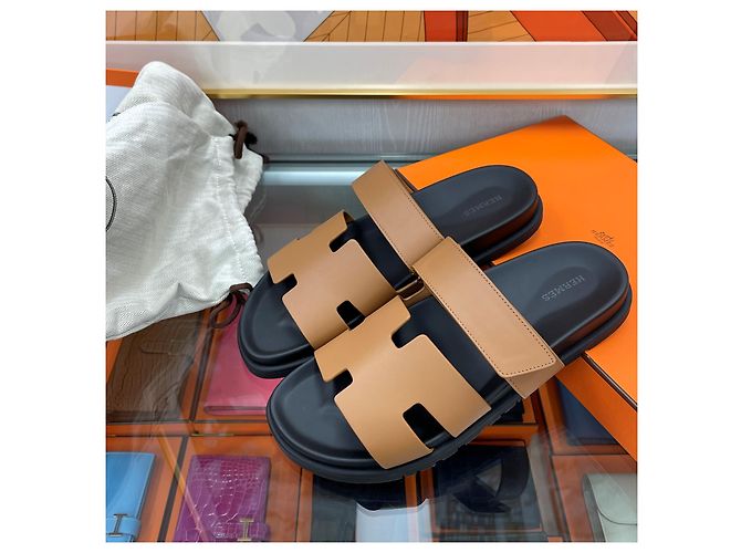 Hermès Sandali ciabatte da uomo Cipre Gold D'oro - vista 6