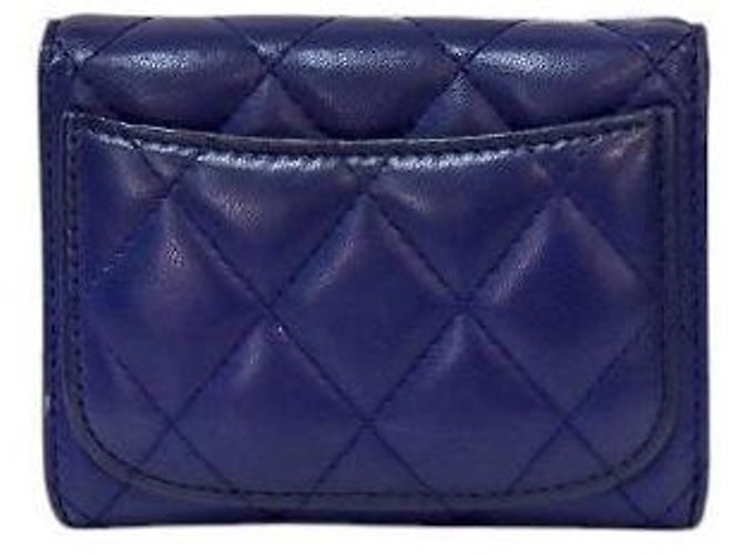 Portafoglio Chanel in pelle d'agnello blu - vista 3