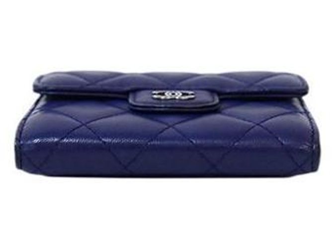 Portafoglio Chanel in pelle d'agnello blu - vista 4