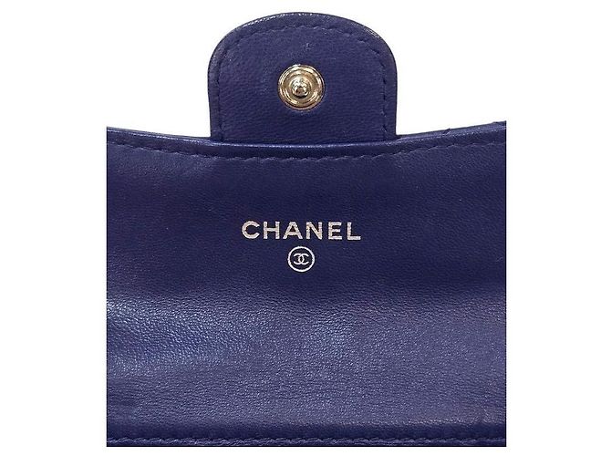 Portafoglio Chanel in pelle d'agnello blu - vista 7