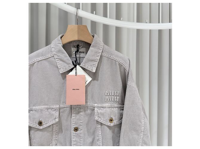Miu Miu Blouson in velluto a coste lavato Grigio Marrone - vista 3