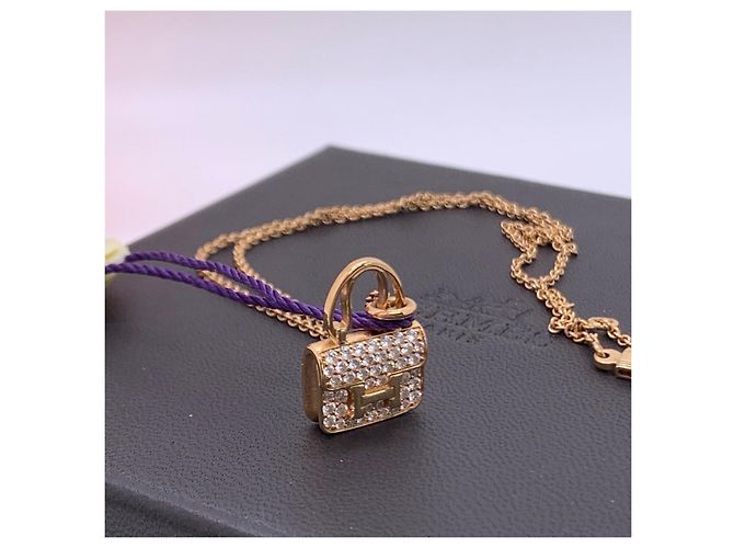 Collar Hermès Constance en oro rosa 18k Dorado - vista 3