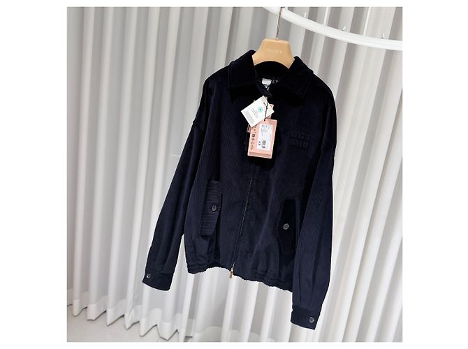 Miu Miu Cord Blouson Jacke Navy Blau - Ansicht 2