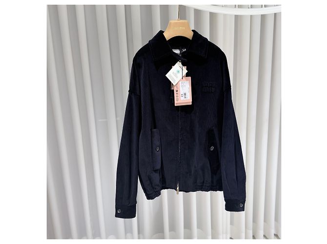 Miu Miu Cord Blouson Jacke Navy Blau - Ansicht 3