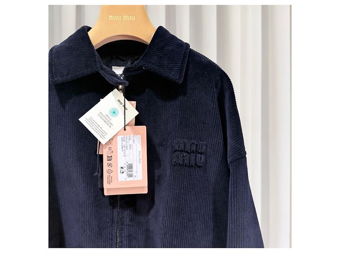 Miu Miu Cord Blouson Jacke Navy Blau - Ansicht 4