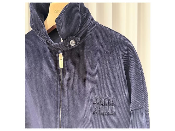 Miu Miu Cord Blouson Jacke Navy Blau - Ansicht 6