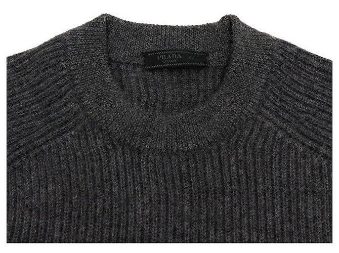 Prada Gray Solid Men's Knit Sweater - view 5