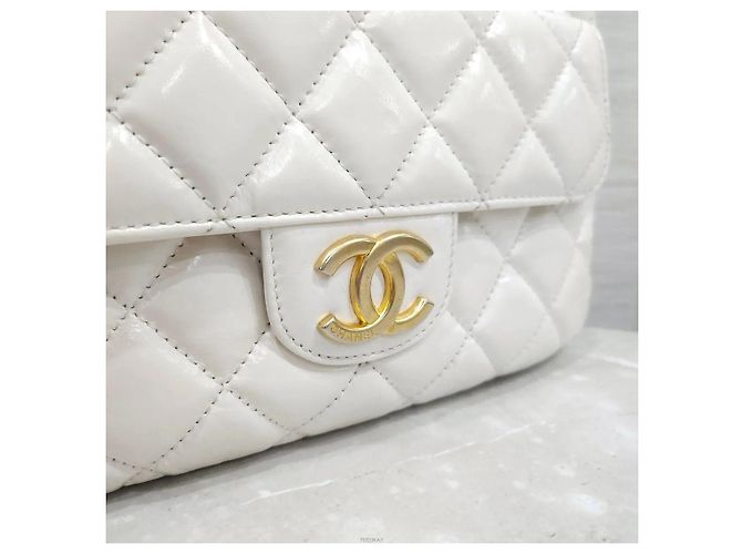 Chanel Borsa Hobo con catena e tasca Medium Patent White Bianco - vista 5