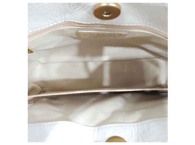 Chanel Borsa Hobo con catena e tasca Medium Patent White Bianco - vista 8
