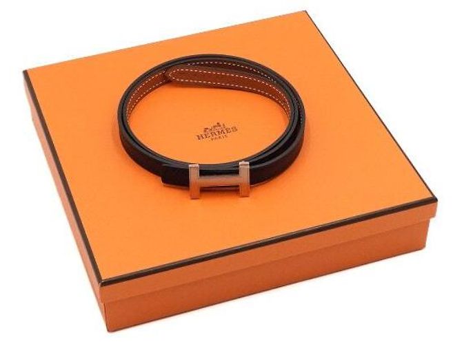 Hermès Cinturón reversible para mujer Swift Epaisse con hebilla oro rosa Castaño - vista 7