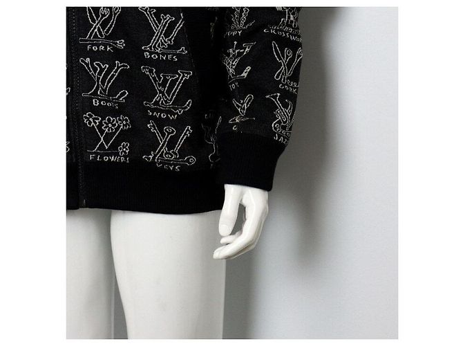 Louis Vuitton Giacca Bomber in cotone nera con logo cartoon da uomo Nero - vista 3