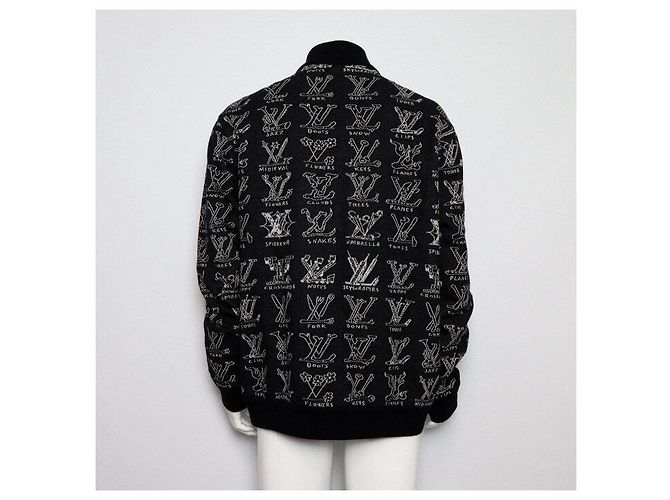 Louis Vuitton Giacca Bomber in cotone nera con logo cartoon da uomo Nero - vista 4