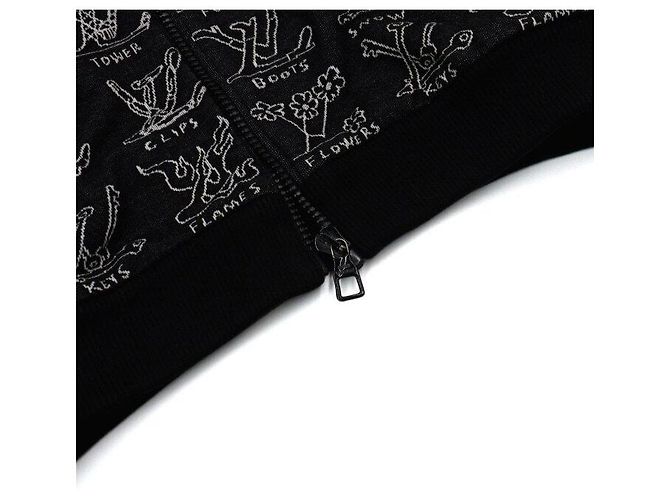 Louis Vuitton Giacca Bomber in cotone nera con logo cartoon da uomo Nero - vista 7