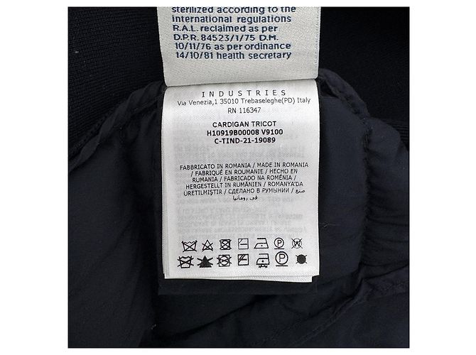 Moncler Cardigã acolchoado masculino em malha de algodão tricotada preto e azul marinho - vista 11