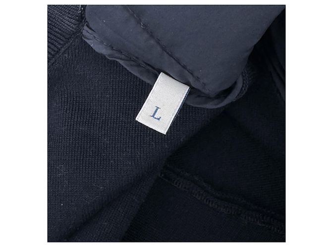 Moncler Cardigã acolchoado masculino em malha de algodão tricotada preto e azul marinho - vista 15