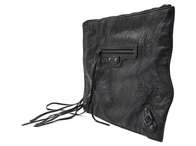 Clutch Balenciaga Motor Classic in pelle nera Nero - vista 2