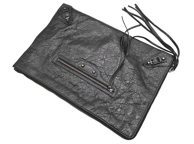 Clutch Balenciaga Motor Classic in pelle nera Nero - vista 4