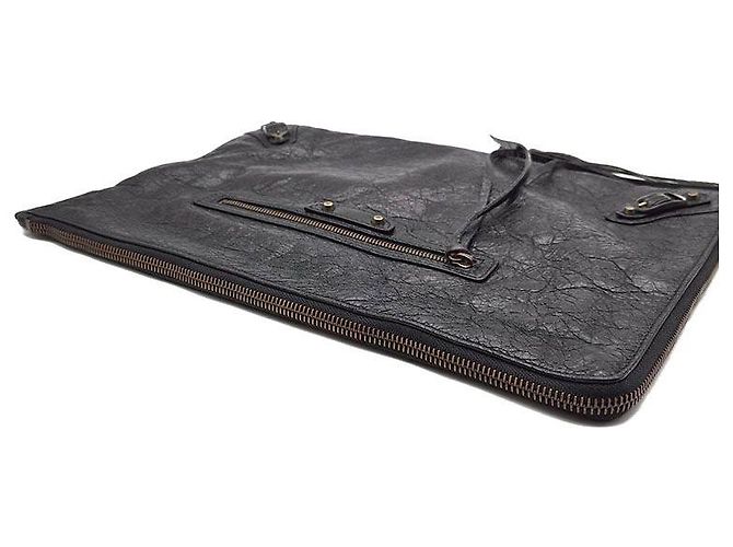Clutch Balenciaga Motor Classic in pelle nera Nero - vista 5