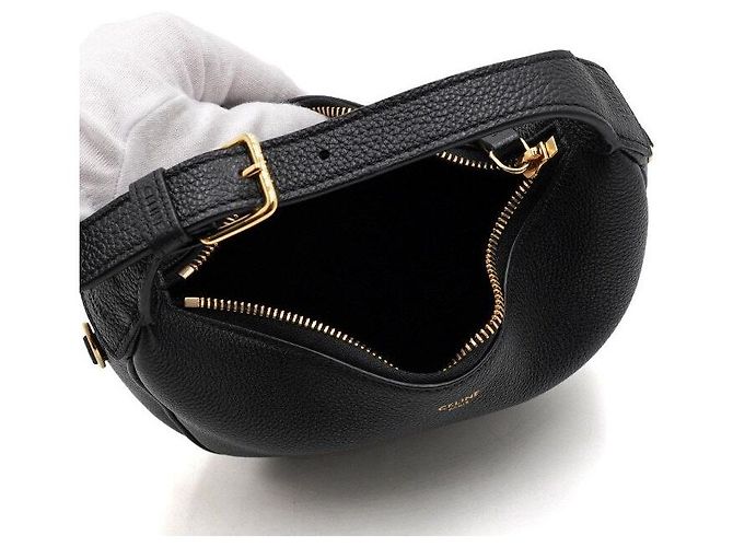 Céline Borsa tote e a tracolla Tin Lulu in vitello grana nera - vista 6