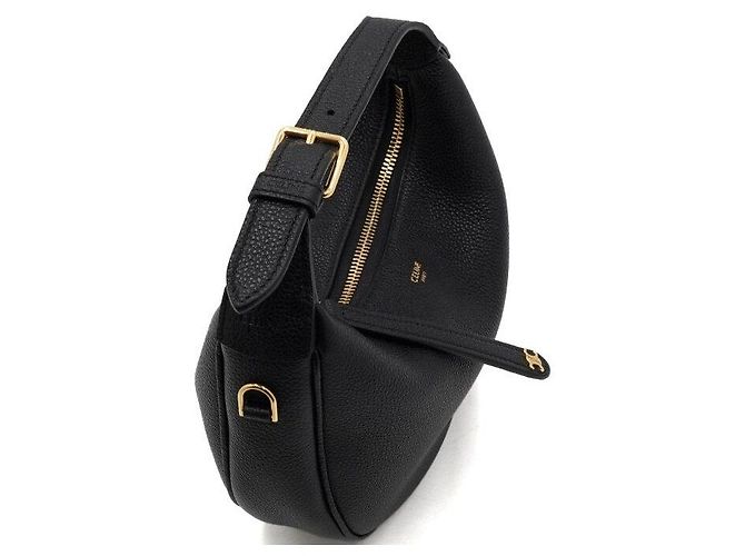 Céline Borsa tote e a tracolla Tin Lulu in vitello grana nera - vista 9