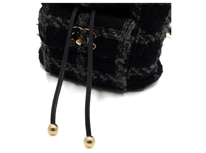 Chanel Black Wool Tweed Gold Metal Chain Duma Backpack - view 10