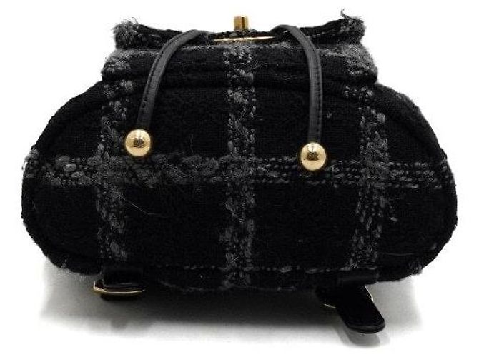 Chanel Black Wool Tweed Gold Metal Chain Duma Backpack - view 8