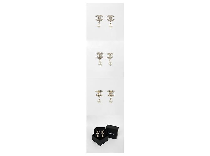 Chanel Classic CC Pearl Drop Ohrringe Gelb - Ansicht 2