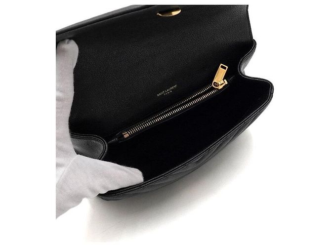 Saint Laurent Borsa Tote Monogram Matelassé Medium, Borsa a Tracolla e a Spalla Black Gold Nero - vista 6
