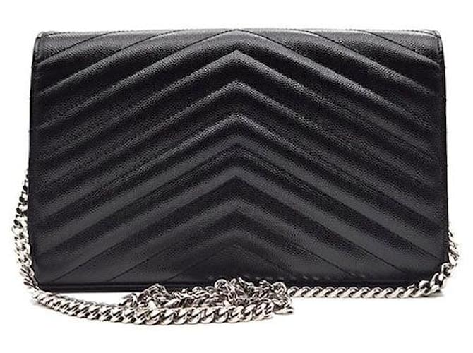 Saint Laurent Borsa a tracolla Monogram Cassandra Chain Nero - vista 3