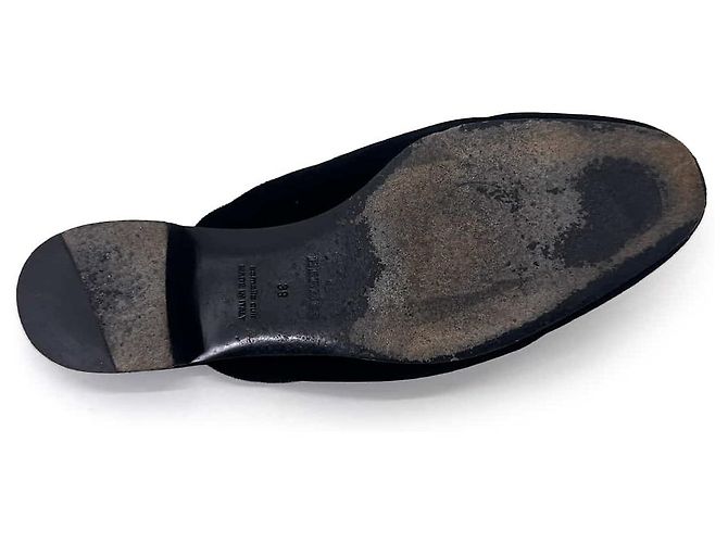 Hermès Mule Loafer Trocadero in velluto con logo dorato Nero - vista 12