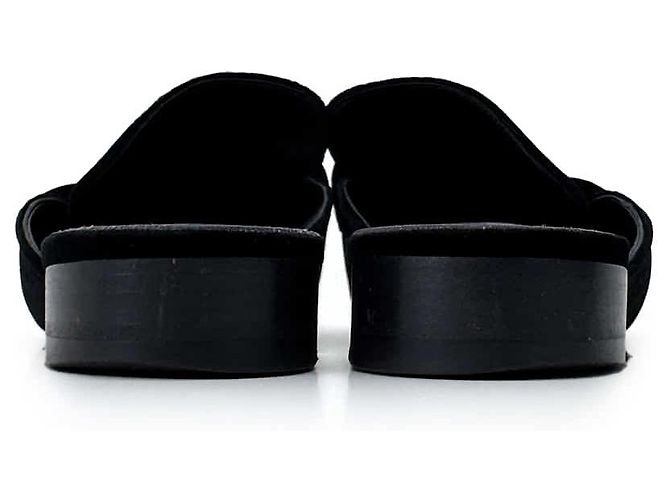 Hermès Mule Loafer Trocadero in velluto con logo dorato Nero - vista 9