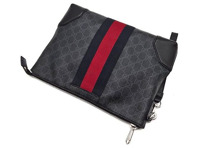 Clutch Gucci Supreme Strap nera Nero - vista 4