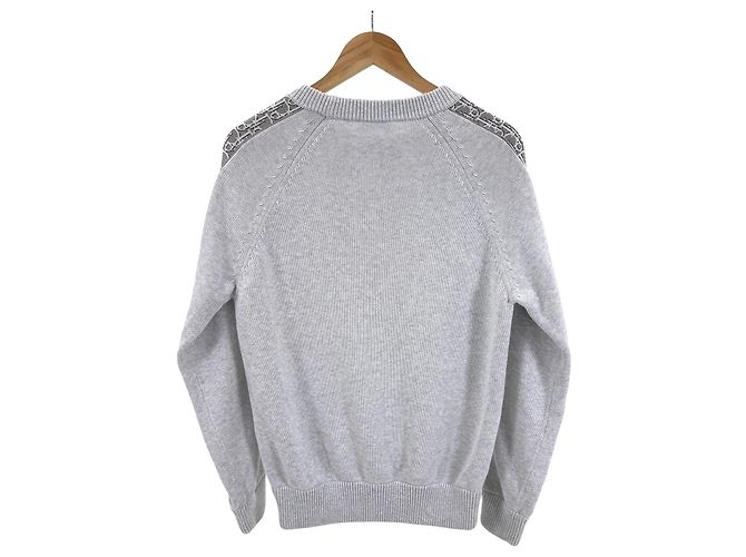 Dior Men's Oblique Band Insert Jacquard Knit Sweater Light Grey Brown - view 5
