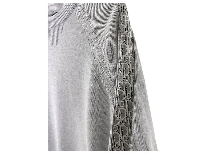 Dior Men's Oblique Band Insert Jacquard Knit Sweater Light Grey Brown - view 7
