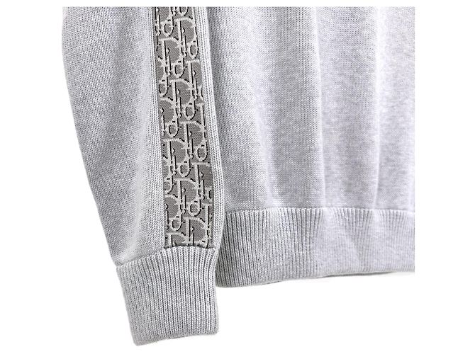 Dior Men's Oblique Band Insert Jacquard Knit Sweater Light Grey Brown - view 8