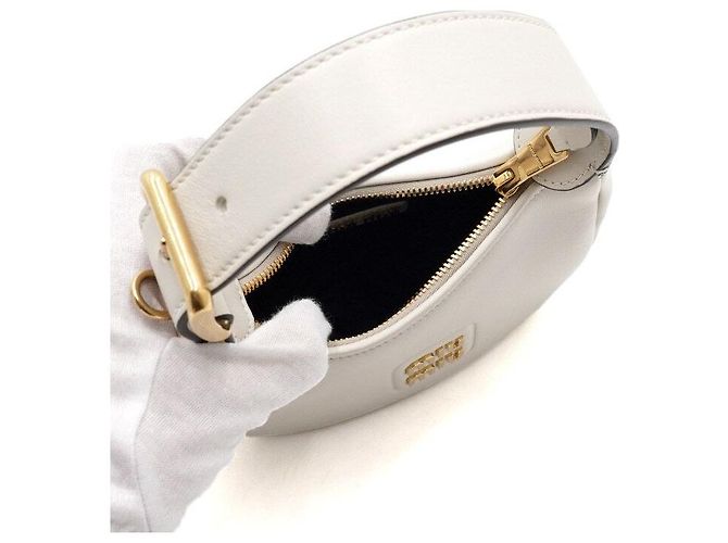 Miu Miu Leder Hobo Bag Weiß, Tote Bag und Crossbody Bag - Ansicht 5