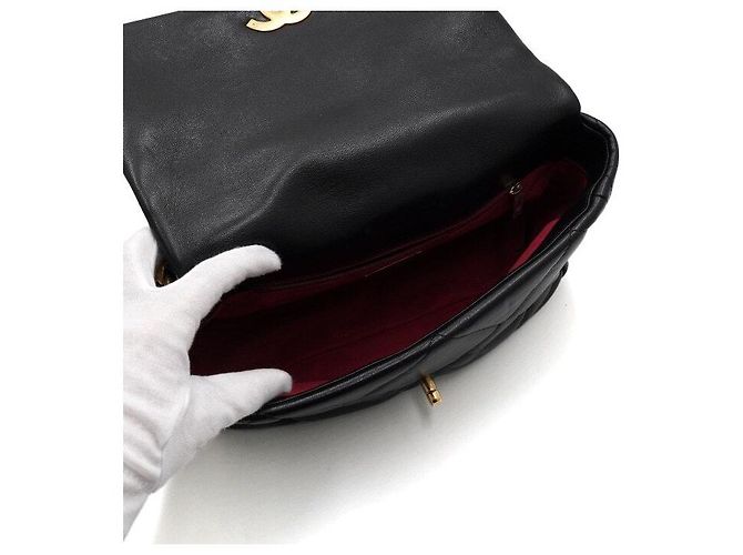Chanel Borsa Tote con patta e borsa a tracolla con catena, Nero, Large - vista 7