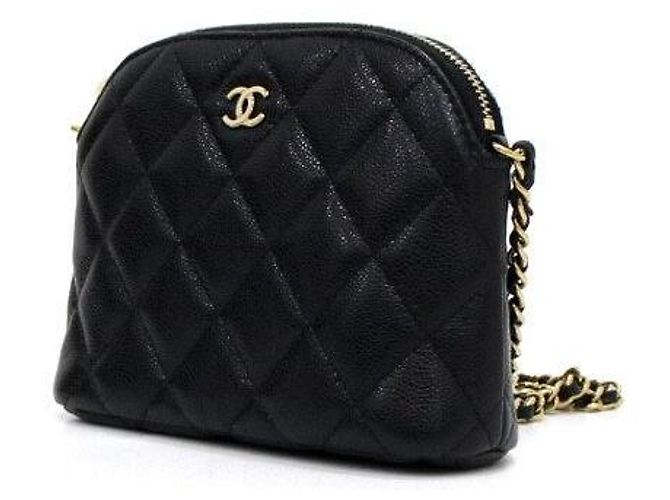 Chanel Borsa a tracolla Mini Half Moon Timeless Classic in Caviar nero con logo CC dorato - vista 3