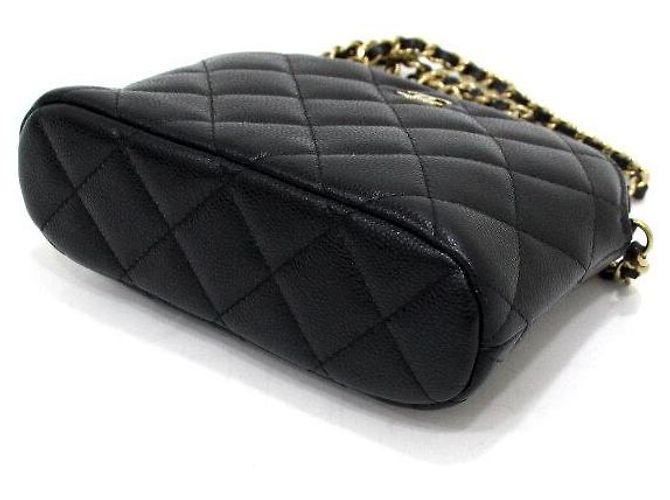Chanel Borsa a tracolla Mini Half Moon Timeless Classic in Caviar nero con logo CC dorato - vista 8