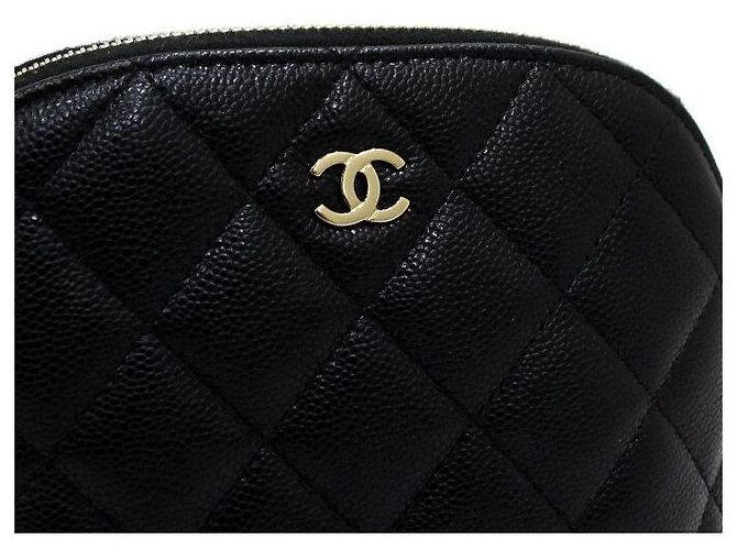 Chanel Borsa a tracolla Mini Half Moon Timeless Classic in Caviar nero con logo CC dorato - vista 9