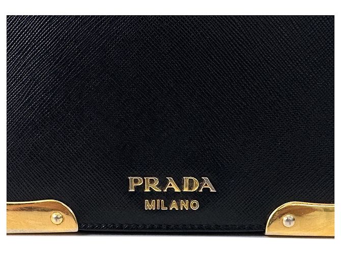 Prada Borsa Camera Crossbody Mini in Saffiano con Catena Nera Nero - vista 10