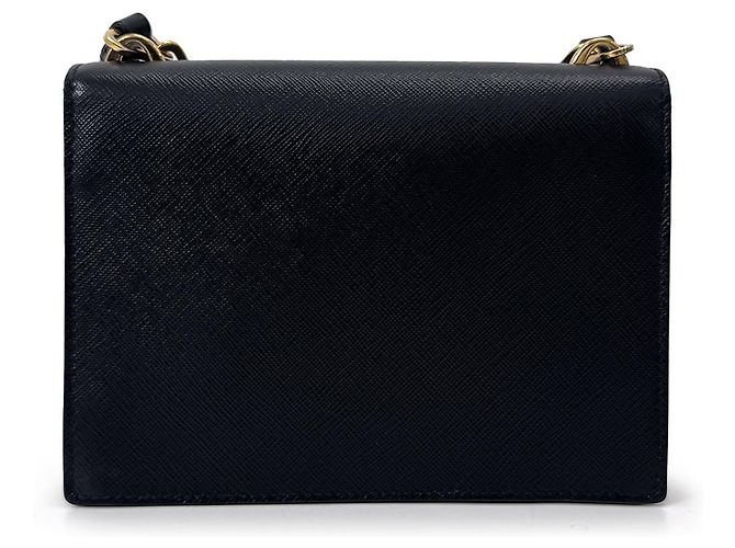 Prada Borsa Camera Crossbody Mini in Saffiano con Catena Nera Nero - vista 6