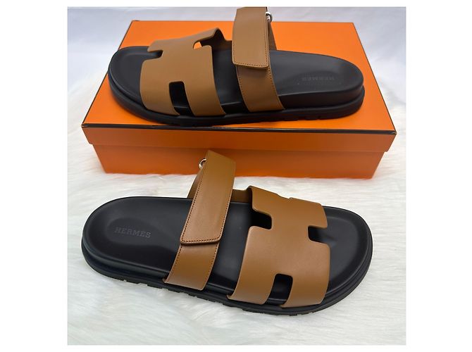 Hermès Sandali ciabatte da uomo Cipre Gold D'oro - vista 6