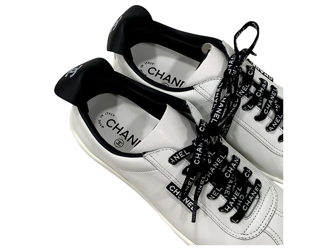 Chanel Sneakers Tennis in vitello con lacci Bianco - vista 6