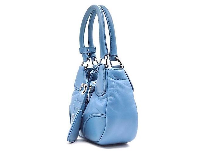 Prada Bolsa Moon acolchoada em couro Nappa Azul - vista 2