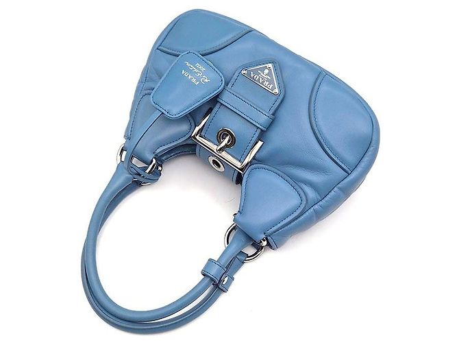 Prada Bolsa Moon acolchoada em couro Nappa Azul - vista 4