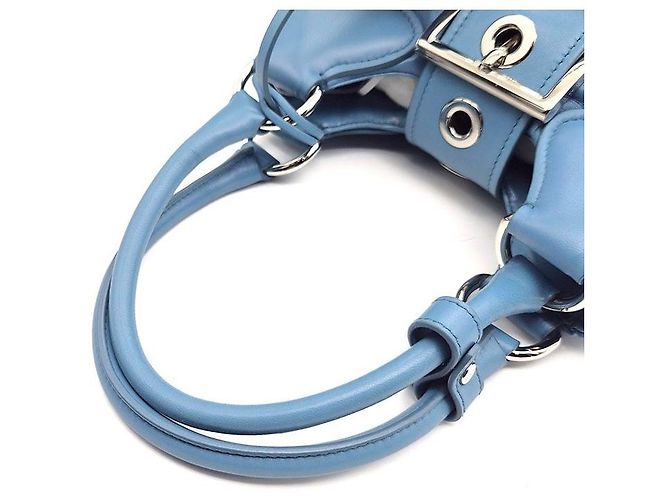 Prada Bolsa Moon acolchoada em couro Nappa Azul - vista 5