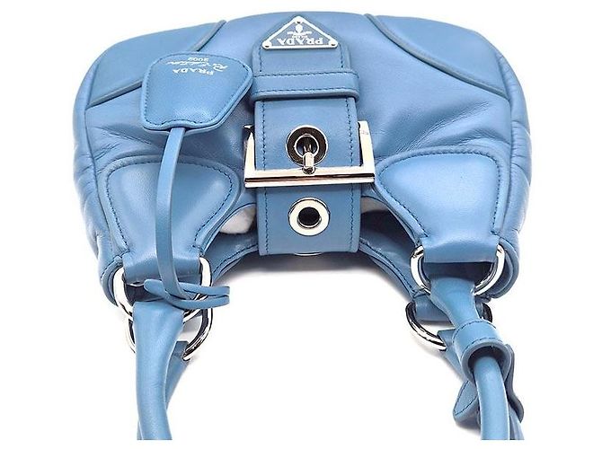 Prada Bolsa Moon acolchoada em couro Nappa Azul - vista 6